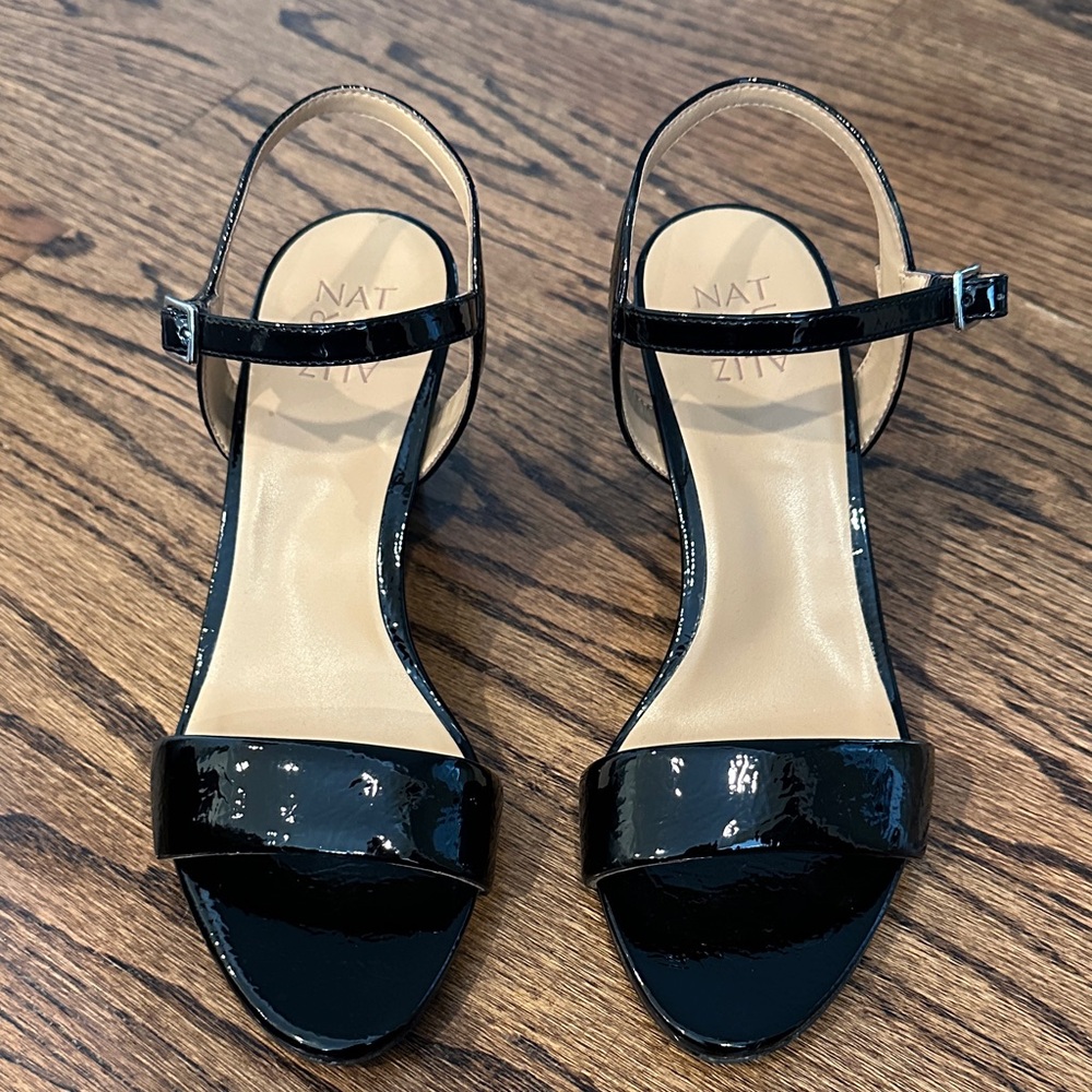 Naturalizer-Bristol Wedge- Black Patent Leather Women's Sandals